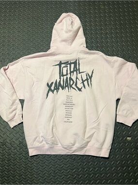 Light Pink Zip-Up Hoodie with Bold Back Graphic